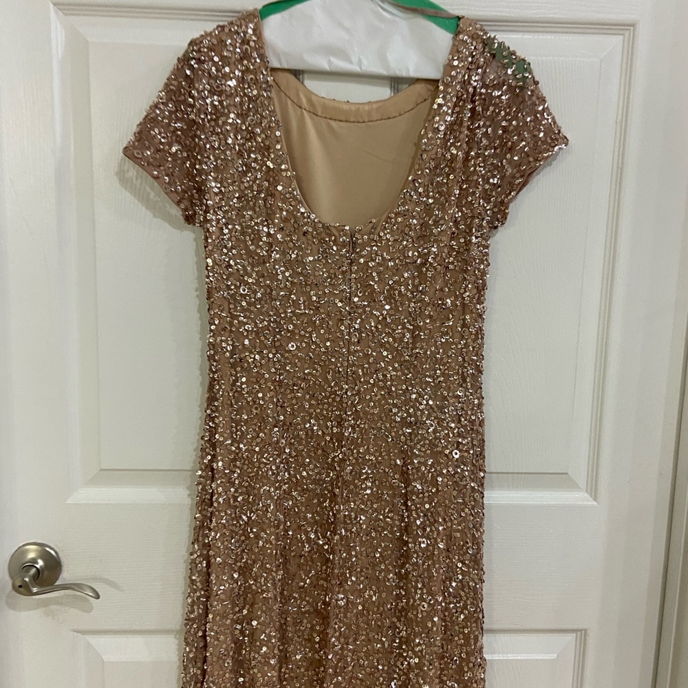 Adrianna Papell Sequin Dress in Rose Gold